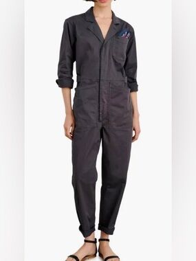 Alex Mill Navy Button-Front Utility Jumpsuit size S